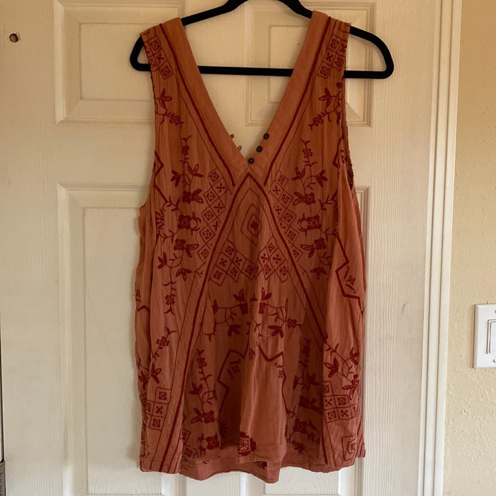 Free People Coral Patterned Tunic Size M